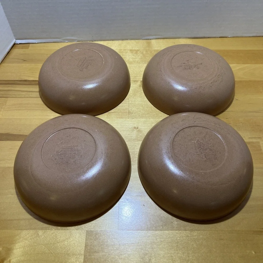 Vintage  4 Bowl Set Ellingers Agatized Wood #60 Bowl Set Sheboygan
